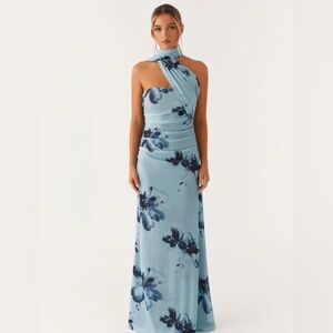 Peppermayo One Shoulder Blue Floral Dress
